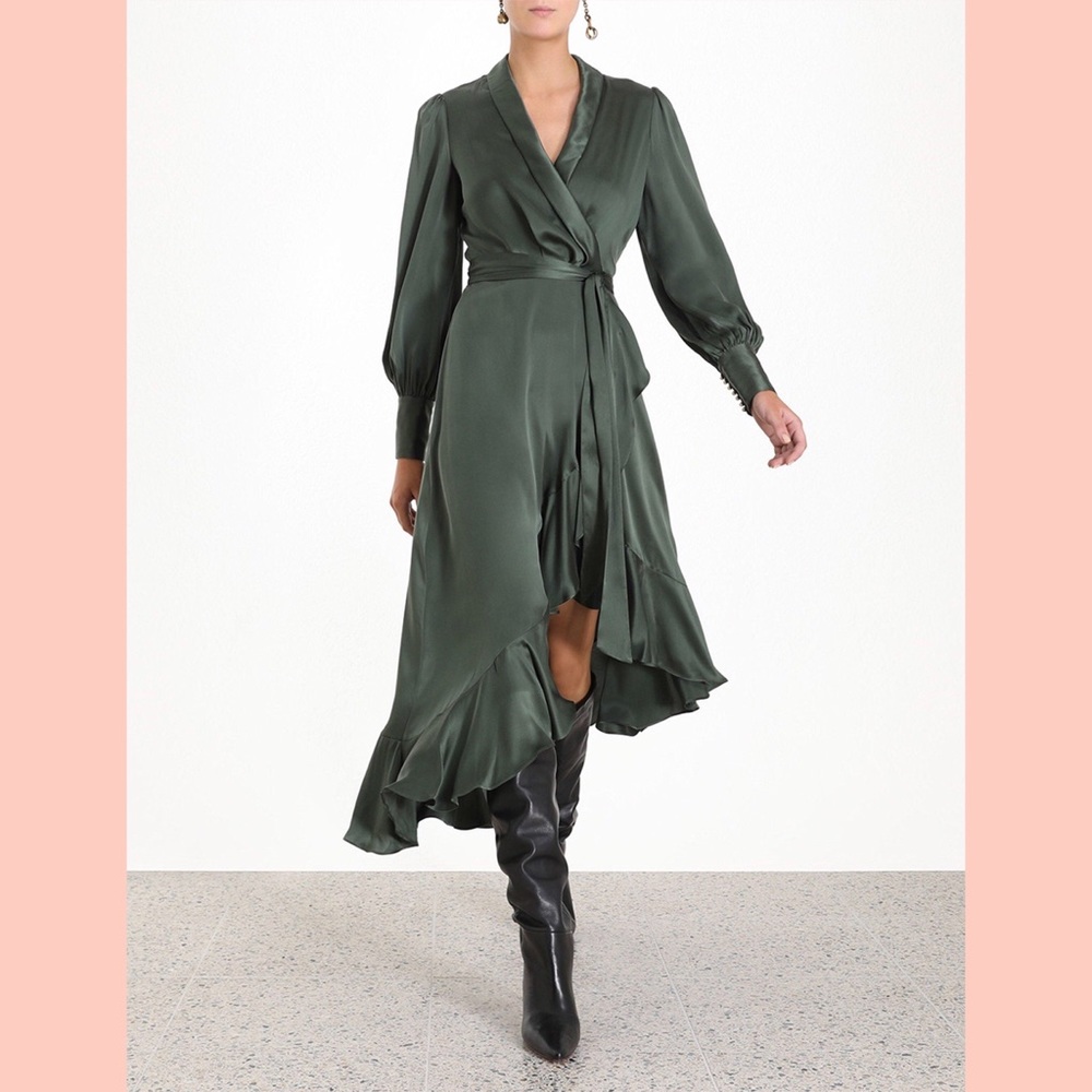 ZIMMERMANN SILK WRAP MIDI DRESS-Espionage, Size1
